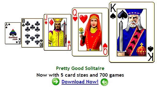 Pretty Good Solitaire - Now with 5 card sizes and 740 games
