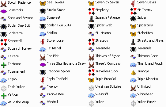 Games in Pretty Good Solitaire for Mac OS X